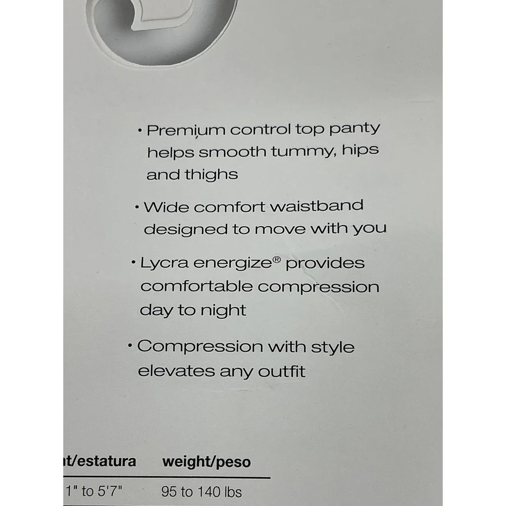 2 Hanes Premium Perfect Tights Small Black‎ Geometric Outline Graduated Support